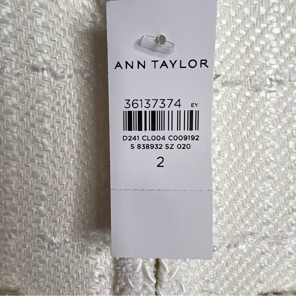 Ann Taylor Tweed Trimmed Patch Pocket Jacket Winter White - Picture 9 of 16